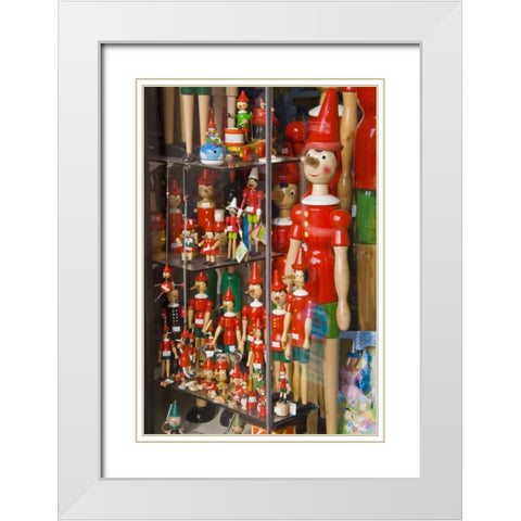 Italy, Tuscany, Collodi Pinocchio puppets White Modern Wood Framed Art Print with Double Matting by Lord, Fred