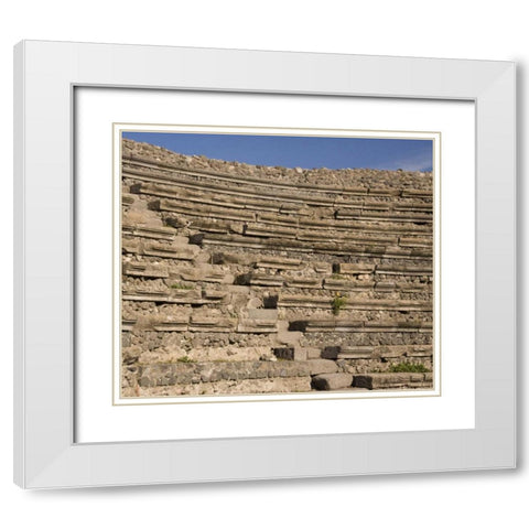 Italy, Campania, Pompeii Small Theater seating White Modern Wood Framed Art Print with Double Matting by Kaveney, Wendy