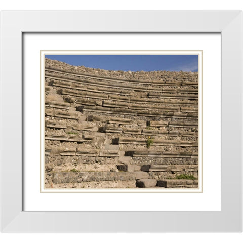 Italy, Campania, Pompeii Small Theater seating White Modern Wood Framed Art Print with Double Matting by Kaveney, Wendy