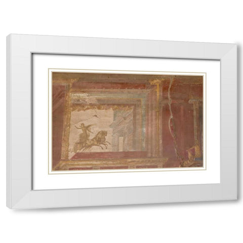 Italy, Campania, Pompeii Fresco in the Macellum White Modern Wood Framed Art Print with Double Matting by Kaveney, Wendy