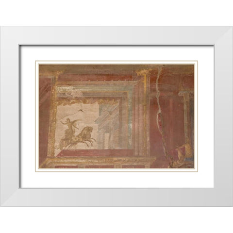 Italy, Campania, Pompeii Fresco in the Macellum White Modern Wood Framed Art Print with Double Matting by Kaveney, Wendy