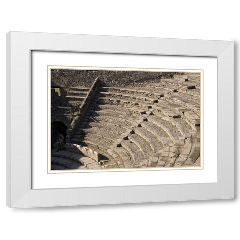 Italy, Campania, Pompeii Small Theater seating White Modern Wood Framed Art Print with Double Matting by Kaveney, Wendy