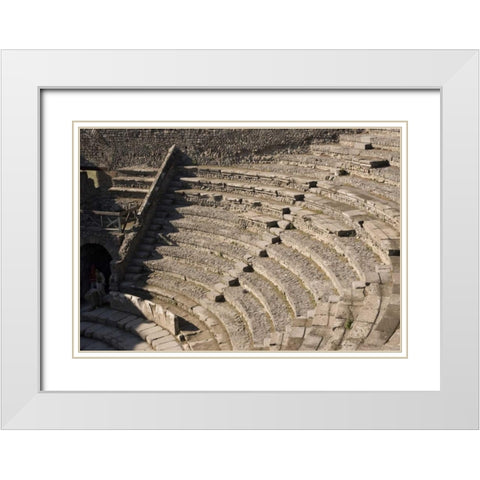 Italy, Campania, Pompeii Small Theater seating White Modern Wood Framed Art Print with Double Matting by Kaveney, Wendy