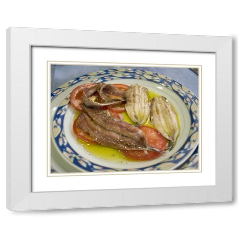 Italy, Camogli Plate of anchovies White Modern Wood Framed Art Print with Double Matting by Kaveney, Wendy