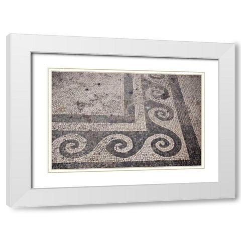 Italy, Campania, Pompeii Mosaic floor patterns White Modern Wood Framed Art Print with Double Matting by Kaveney, Wendy