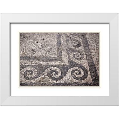 Italy, Campania, Pompeii Mosaic floor patterns White Modern Wood Framed Art Print with Double Matting by Kaveney, Wendy