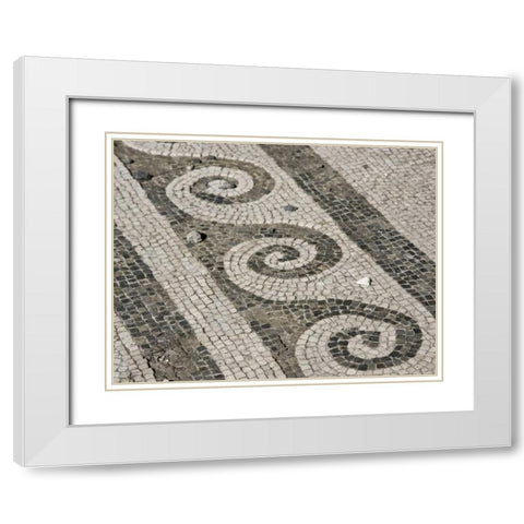 Italy, Campania, Pompeii Mosaic floor patterns White Modern Wood Framed Art Print with Double Matting by Kaveney, Wendy