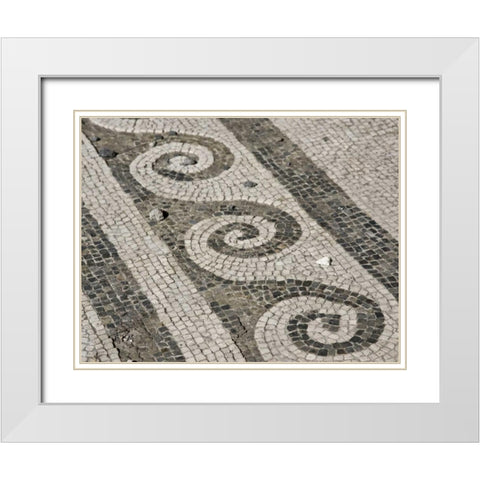 Italy, Campania, Pompeii Mosaic floor patterns White Modern Wood Framed Art Print with Double Matting by Kaveney, Wendy