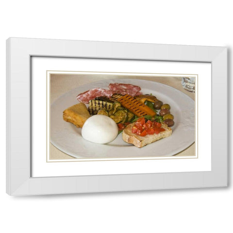 Italy, Naples Variety of antipasti appetizers White Modern Wood Framed Art Print with Double Matting by Kaveney, Wendy