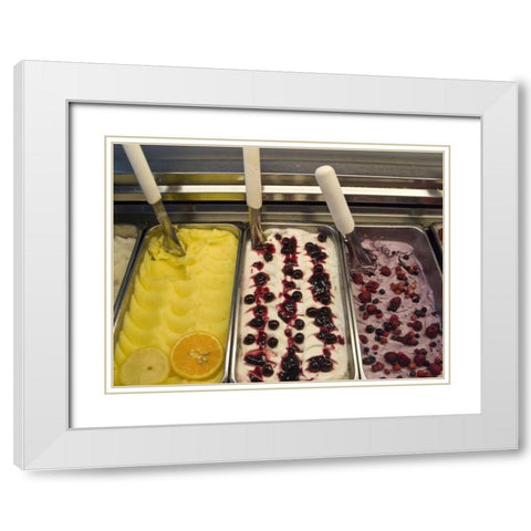 Italy, Positano Gelato or Italian ice cream White Modern Wood Framed Art Print with Double Matting by Kaveney, Wendy