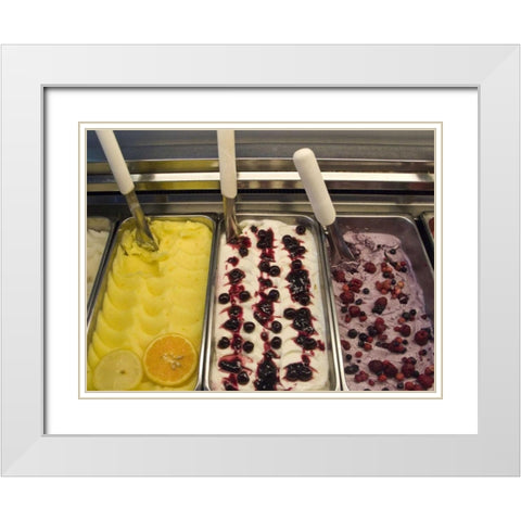 Italy, Positano Gelato or Italian ice cream White Modern Wood Framed Art Print with Double Matting by Kaveney, Wendy