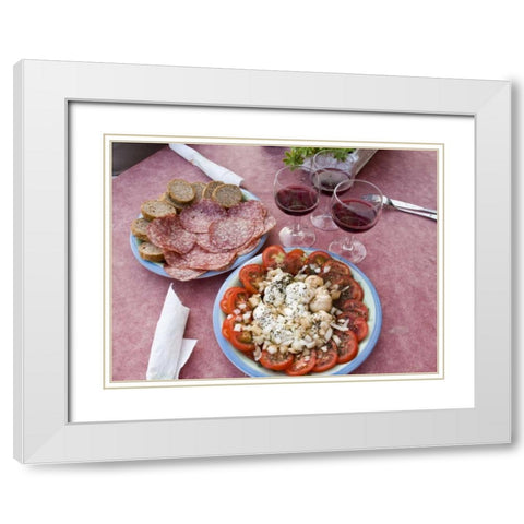 Italy, Positano Antipasti and wine White Modern Wood Framed Art Print with Double Matting by Kaveney, Wendy