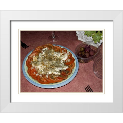 Italy, Positano Plate of antipasti appetizer White Modern Wood Framed Art Print with Double Matting by Kaveney, Wendy