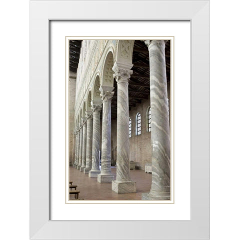 Italy, Ravenna Church of St Apollinare columns White Modern Wood Framed Art Print with Double Matting by Kaveney, Wendy