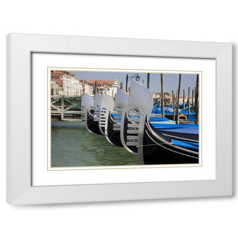 Italy, Venice Prows of a row of gondolas White Modern Wood Framed Art Print with Double Matting by Kaveney, Wendy
