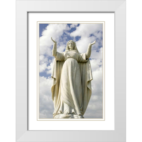 Italy, A statue of Santa Margherita White Modern Wood Framed Art Print with Double Matting by Kaveney, Wendy