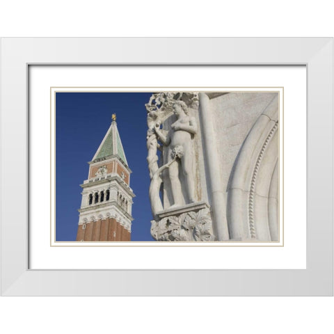 Italy, Venice Doges Palace and Campanile White Modern Wood Framed Art Print with Double Matting by Young, Bill