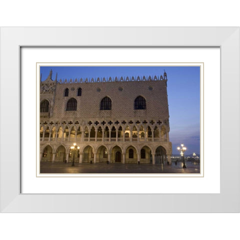 Italy, Venice Doges Palace in early morning White Modern Wood Framed Art Print with Double Matting by Young, Bill