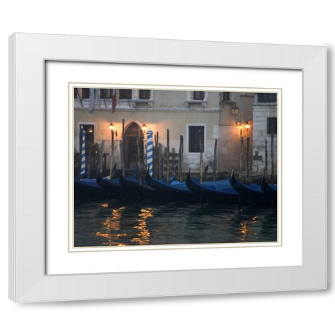 Italy, Venice Gondolas moored in early morning White Modern Wood Framed Art Print with Double Matting by Young, Bill