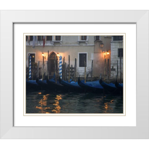 Italy, Venice Gondolas moored in early morning White Modern Wood Framed Art Print with Double Matting by Young, Bill