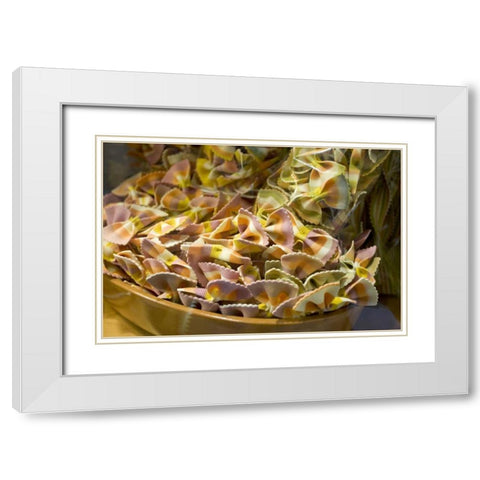 Italy, Venice Bow tie pasta in bowl in store White Modern Wood Framed Art Print with Double Matting by Young, Bill