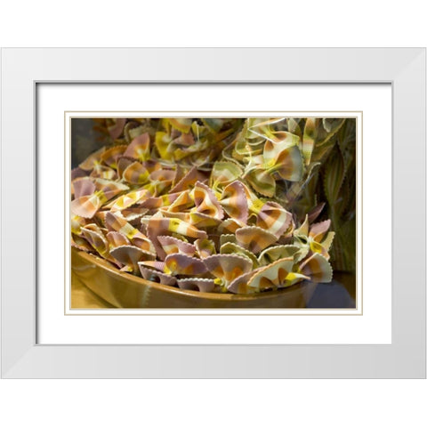 Italy, Venice Bow tie pasta in bowl in store White Modern Wood Framed Art Print with Double Matting by Young, Bill