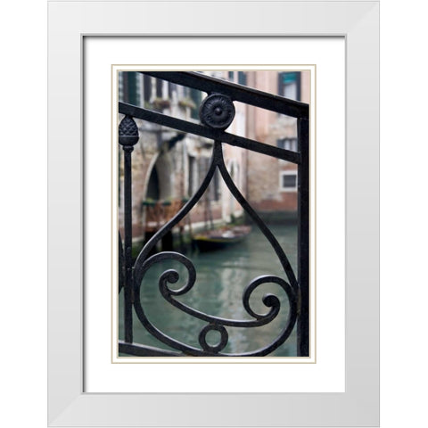 Italy, Venice Stair railing metalwork design White Modern Wood Framed Art Print with Double Matting by Young, Bill