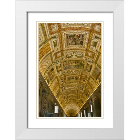 Italy, Rome, Vatican City Art on the ceiling White Modern Wood Framed Art Print with Double Matting by Kaveney, Wendy