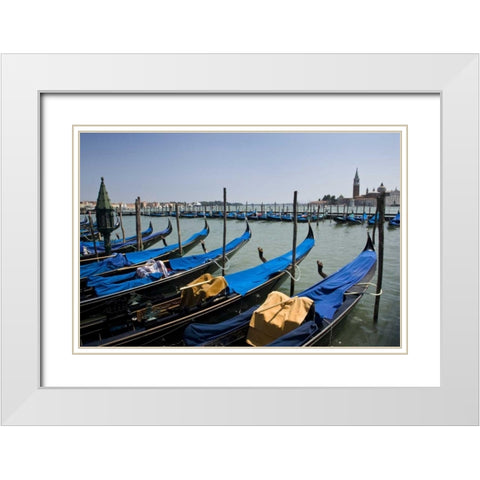 Italy, Venice A row of gondolas docked White Modern Wood Framed Art Print with Double Matting by Kaveney, Wendy