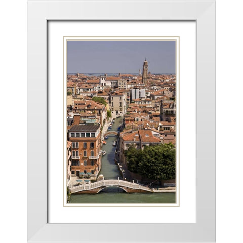 Italy, Venice Aerial looking down a Venice canal White Modern Wood Framed Art Print with Double Matting by Kaveney, Wendy