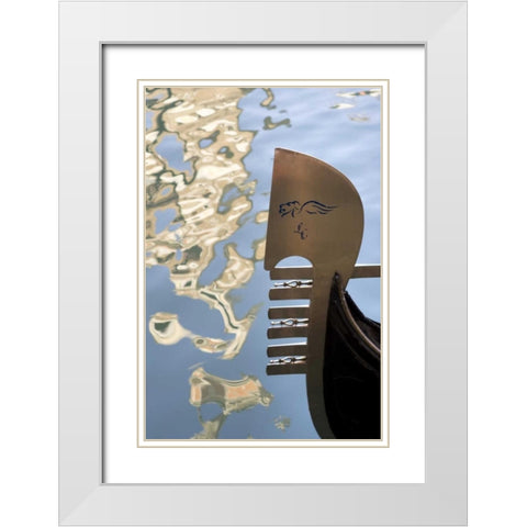 Italy, Venice Gondola bow and water reflection White Modern Wood Framed Art Print with Double Matting by Kaveney, Wendy