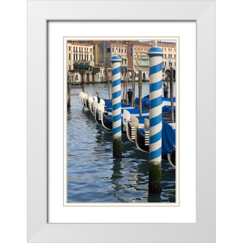 Italy, Venice Gondolas on the Grand Canal White Modern Wood Framed Art Print with Double Matting by Kaveney, Wendy