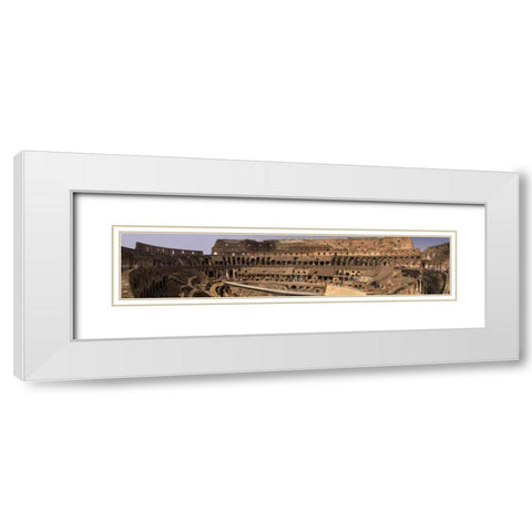 Italy, Rome A panoramic image of the Colosseum White Modern Wood Framed Art Print with Double Matting by Kaveney, Wendy