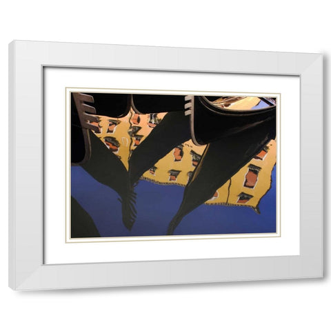Italy, Venice Abstract of gondolas on a canal White Modern Wood Framed Art Print with Double Matting by Kaveney, Wendy