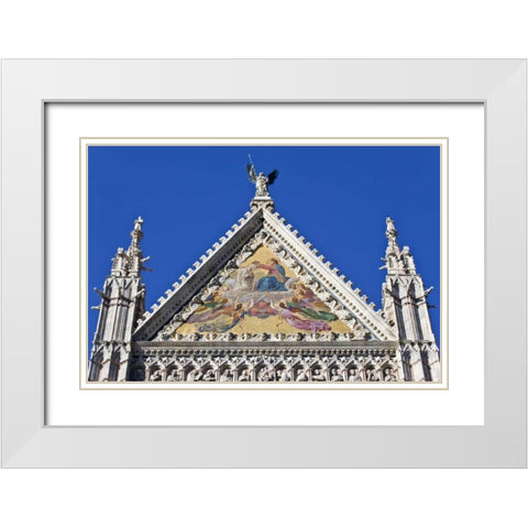 Italy, Tuscany, Siena Facade of Duomo cathedral White Modern Wood Framed Art Print with Double Matting by Flaherty, Dennis