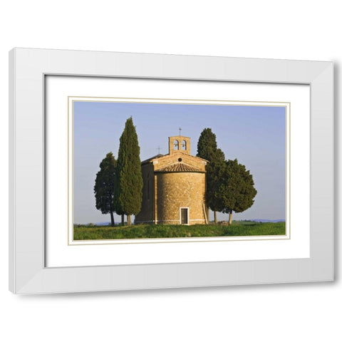 Italy, Tuscany Chapel of Vitaleta White Modern Wood Framed Art Print with Double Matting by Flaherty, Dennis