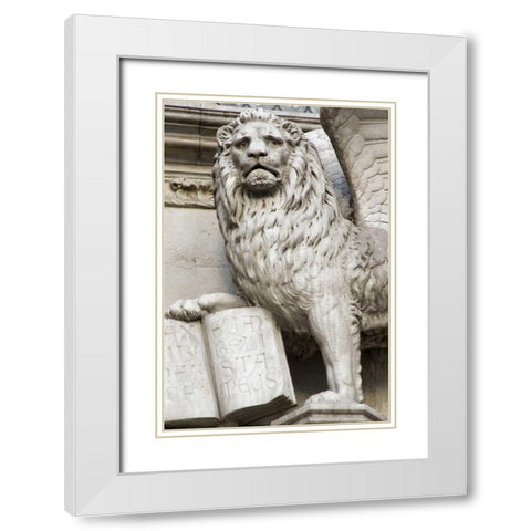 Italy, Venice Detail of statue of a winged lion White Modern Wood Framed Art Print with Double Matting by Kaveney, Wendy
