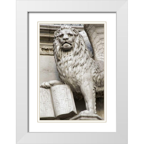 Italy, Venice Detail of statue of a winged lion White Modern Wood Framed Art Print with Double Matting by Kaveney, Wendy