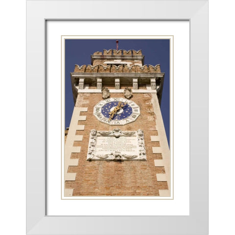 Italy, Venice The clock tower at the Arsenale White Modern Wood Framed Art Print with Double Matting by Kaveney, Wendy