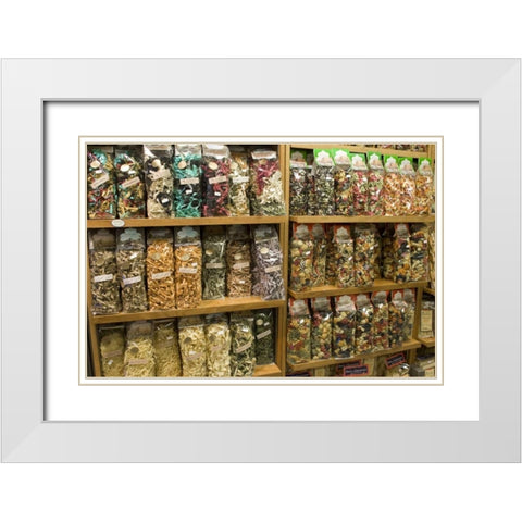 Italy, Venice Store shelves filled with pastas White Modern Wood Framed Art Print with Double Matting by Kaveney, Wendy