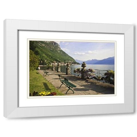Italy, Varenna View of Lake Como with Varenna White Modern Wood Framed Art Print with Double Matting by Flaherty, Dennis