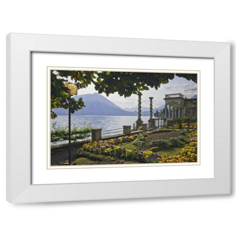 Italy, Varenna A villa on shore of Lake Como White Modern Wood Framed Art Print with Double Matting by Flaherty, Dennis