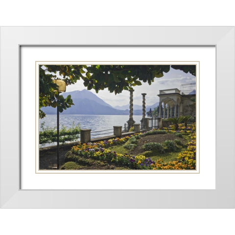 Italy, Varenna A villa on shore of Lake Como White Modern Wood Framed Art Print with Double Matting by Flaherty, Dennis