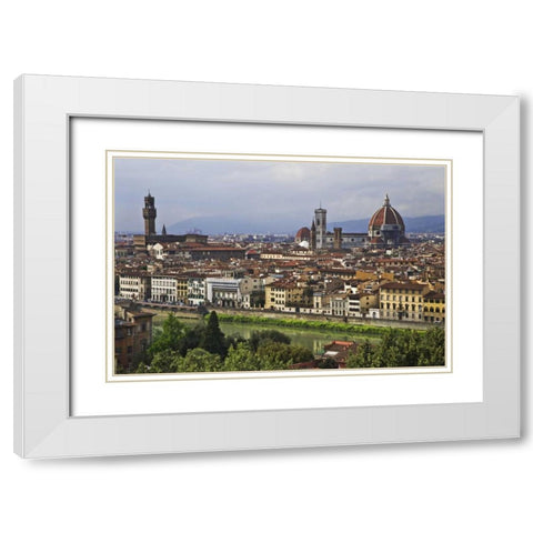 Italy, Florence City as seen from the overlook White Modern Wood Framed Art Print with Double Matting by Flaherty, Dennis