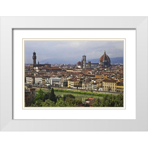 Italy, Florence City as seen from the overlook White Modern Wood Framed Art Print with Double Matting by Flaherty, Dennis