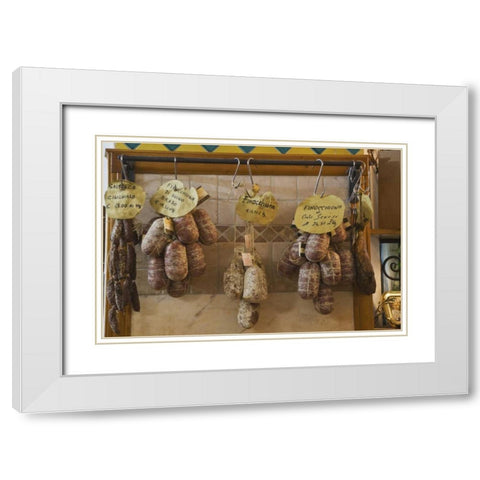 Italy, Tuscany, Pienza Assortment of meats White Modern Wood Framed Art Print with Double Matting by Flaherty, Dennis
