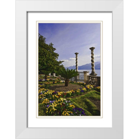 Italy, Varenna Villa on the shores of Lake Como White Modern Wood Framed Art Print with Double Matting by Flaherty, Dennis