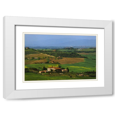 Italy, Tuscany Val dOrcia countryside White Modern Wood Framed Art Print with Double Matting by Flaherty, Dennis