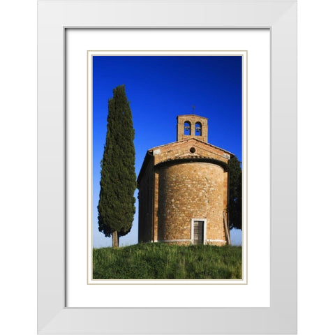 Italy, Tuscany Capella di Vitaleta White Modern Wood Framed Art Print with Double Matting by Flaherty, Dennis