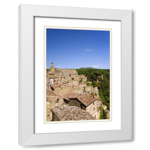Italy, Sorano Medieval hill town on a cliffside White Modern Wood Framed Art Print with Double Matting by Flaherty, Dennis